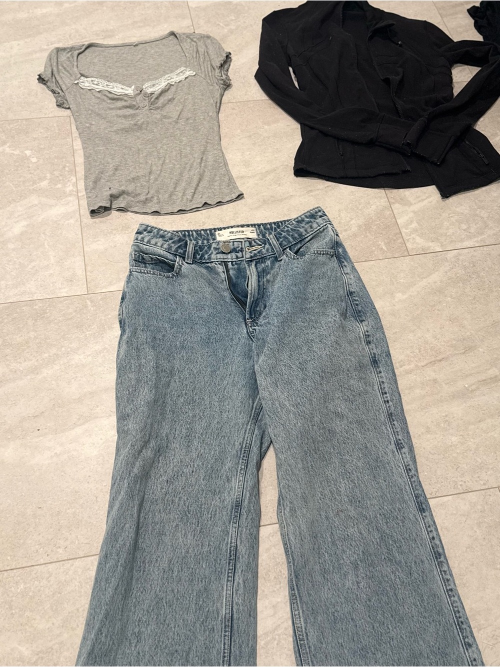 Hollister Light Blue High-Rise Wide Leg Jeans